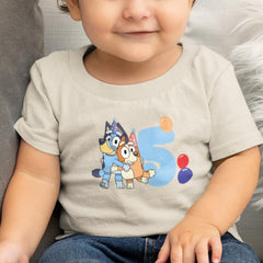 Happy Bluey & Bingo Character 5th Birthday Balloons Number Design