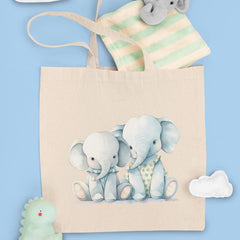 Cute Blue Elephants Sitting Pattern Design