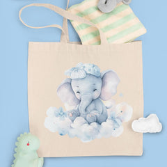 Cute Blue Elephant Cloud Pattern Design