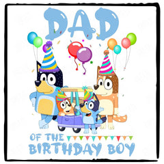 BLUEY Family Dad Of The Bday Boy Blue Kids TV Design