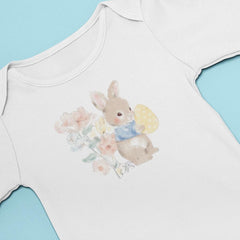 Blue Easter Bunny Rabbit Holding Egg Design
