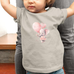 Cute Pink Elephant Bday Heart Shaped Balloons Pattern Design