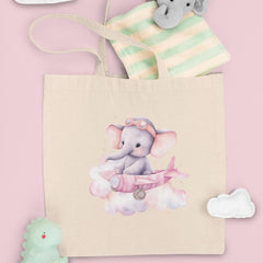 Cute Pink Elephant Plane Cloud Pattern Design