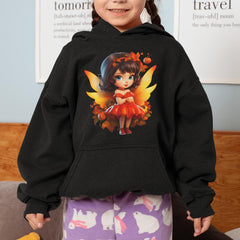 Brown Haired Girl Autumn Fairy in Orange Dress Kids Design