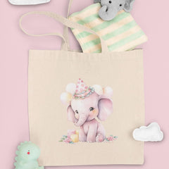 Cute Pink Elephant Birthday Hat Balloons Pattern Design