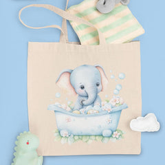 Cute Blue Elephant Bubble Boat Pattern Design