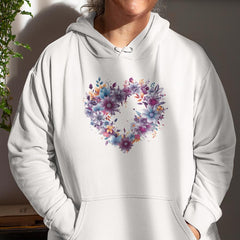 Love Heart Shape with Purple Flowers Design