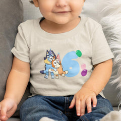 Happy Bluey & Bingo Character 6th Birthday Balloons Number Design