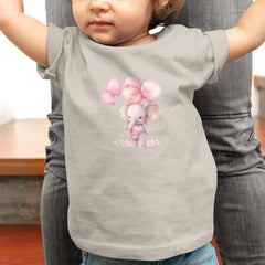 Cute Pink Bday Elephant Holding Balloons Pattern Design