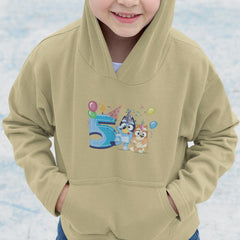 Happy Bluey & Bingo Character 5th Birthday Blue Number Design