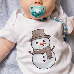 Cute Snowman In Hat And Scarf Waving Kids Christmas Character Design