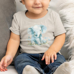 Cute Blue Elephant Flowers Pattern Design