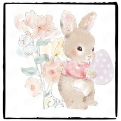 Pink Easter Bunny Rabbit Holding Egg Design