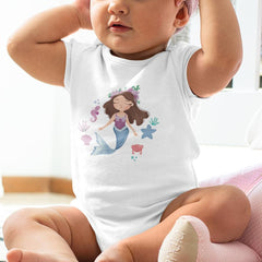 Mermaid Brunette Hair Kids Baby Pattern Design