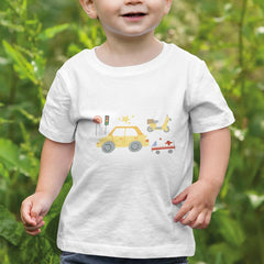 Cartoon Yellow Cars Traffic Kids Baby Pattern Design