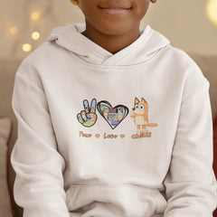 BLUEY Peace Love Chilli Blue Kids TV Design