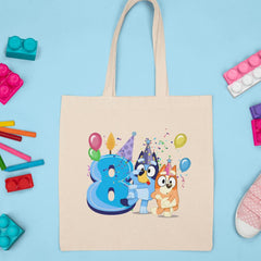 Happy Bluey & Bingo Character 8th Birthday Blue Number Design