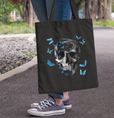 Skull with Blue Butterflies Design