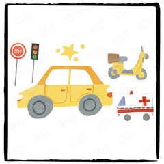 Cartoon Yellow Cars Traffic Kids Baby Pattern Design