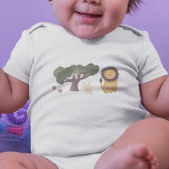 Kids Safari Cute Characters Lion and Tree Design