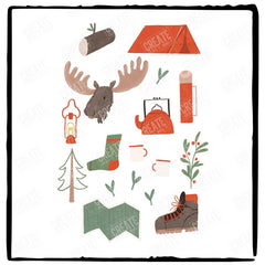 Red Camping Illustrations Design