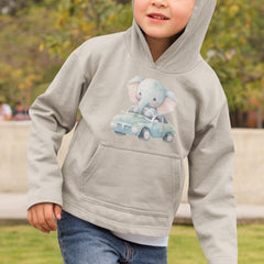 Cute Blue Elephant Riding A Car Pattern Design