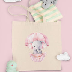 Cute Pink Elephant Flying Hot Air Balloon Pattern Design