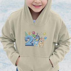 Happy Bluey & Bingo Character 2nd Birthday Blue Number Design