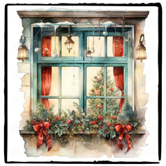 Christmas Tree Window Gifts Pattern Design