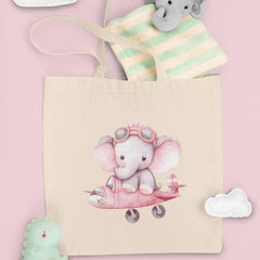 Cute Pink Elephant In A Plane Pattern Design