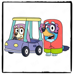 BLUEY Granny Janet and Granny Rita In Car Blue Kids TV Design
