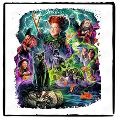 Hocus Pocus Characters Vibrant Halloween Design
