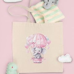 Cute Pink Elephant In A Hot Air Balloon Pattern Design