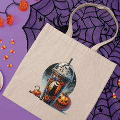 Halloween Coffee Black Cat Pumpkin Pattern Design