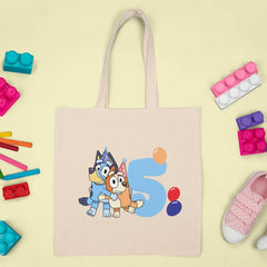 Happy Bluey & Bingo Character 5th Birthday Balloons Number Design