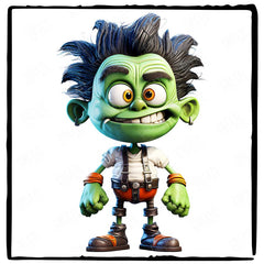 Green Frankenstien's Monster Kids Halloween Character Design