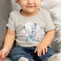 Blue Cute Elephant Holding A Bow Pattern Design