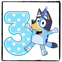 Happy Bluey Character 3rd Birthday Number Design