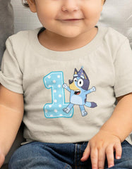 Happy Bluey Character 1st Birthday Number Design