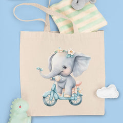 Blue Cute Riding Bike Floral Pattern Design