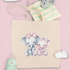 Cute Pink And Blue Two Elephants Pattern Design