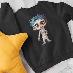 Blue Haired Child Mummy Monster Kids Halloween Design
