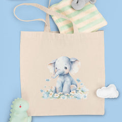 Cute Blue Elephant On A Clouds Pattern Design