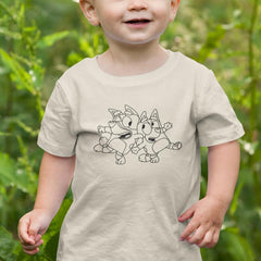 BLUEY And Bingo Outline Blue Kids TV Design