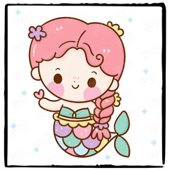 Cute Mermaid Pink Hair Kids Baby Pattern Design