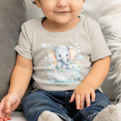 Cute Blue Elephant Taking A Bath Pattern Design