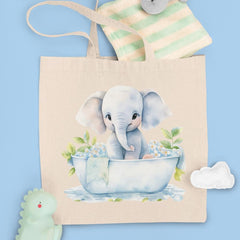 Cute Blue Elephant Bathing Pattern Design