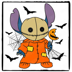 Halloween Stitch Pumpkin Bats Kids Cartoon Design