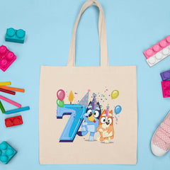 Happy Bluey & Bingo Character 7th Birthday Blue Number Design