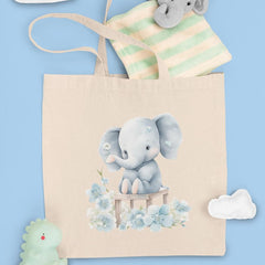 Cute Blue Elephant On Floral Chair Pattern Design